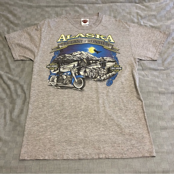 Harley Davidson gray top t shirt Anchorage Alaska size medium - Picture 2 of 5